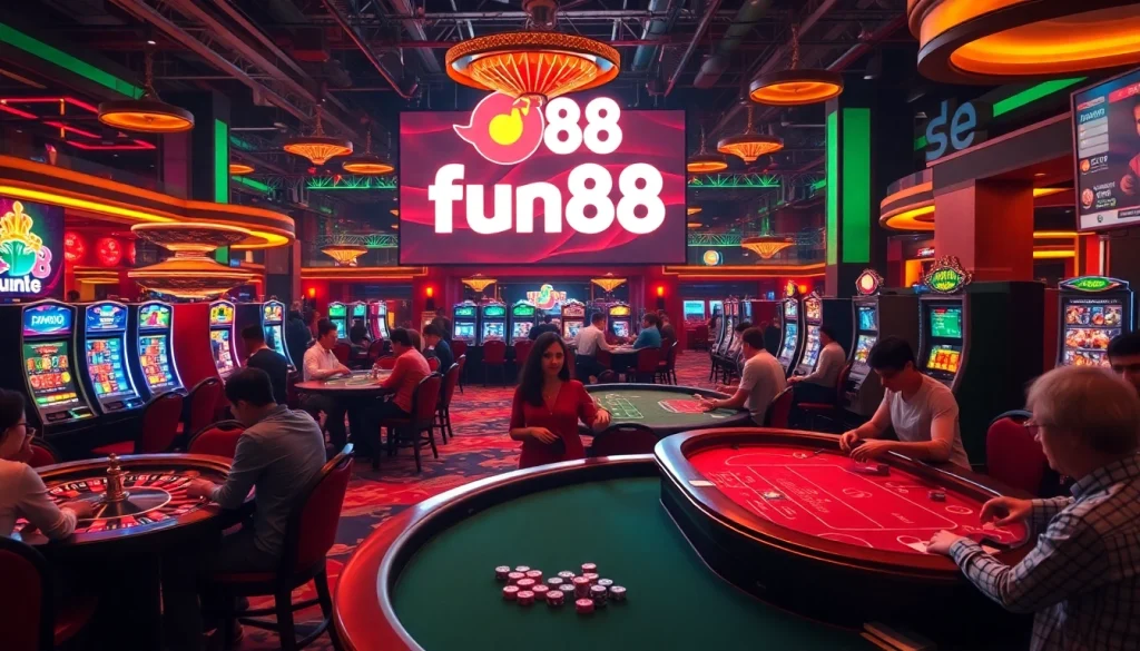 Players enjoying thrilling games at the fun88 casino, showcasing roulette, blackjack, and slots.